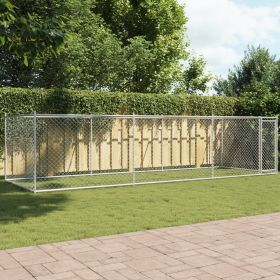 Dog Cage Grey Galvanized Steel Large Durable Dog Cage (Color: Grey)